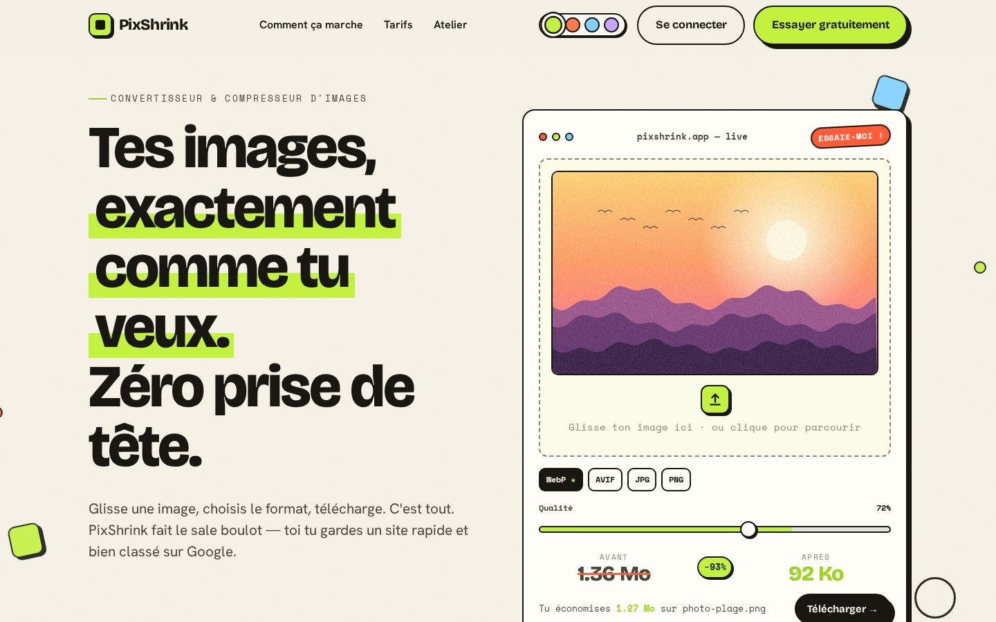 PixShrink — Le SaaS de conversion et compression d'images sorti par Codemaster