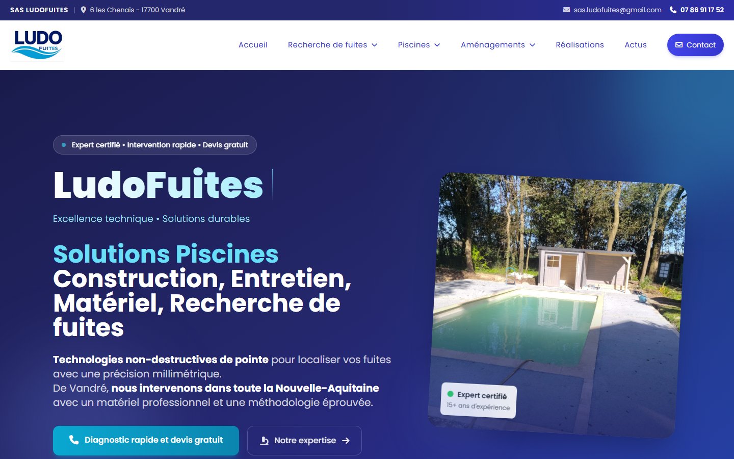 Ludofuites 17 — Détection de fuites & piscines sur-mesure