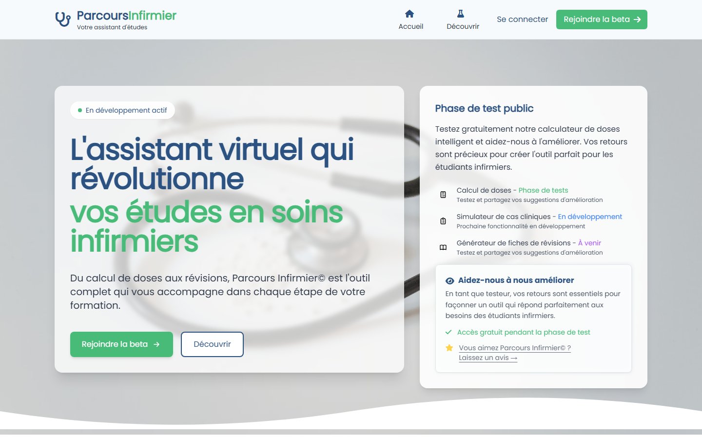 Parcours Infirmier — La plateforme d'apprentissage des étudiants en soins infirmiers