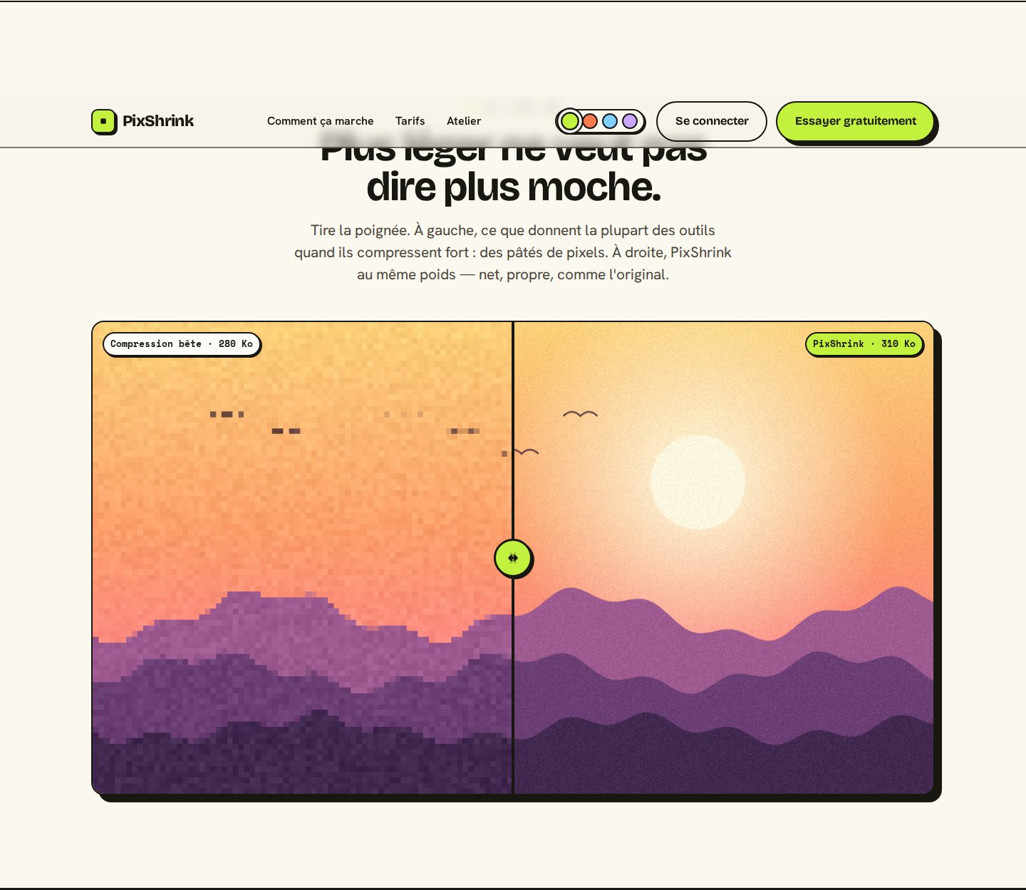 Démonstration qualité visuelle — comparaison avant/après pour prouver que la compression ne sacrifie pas la qualité
