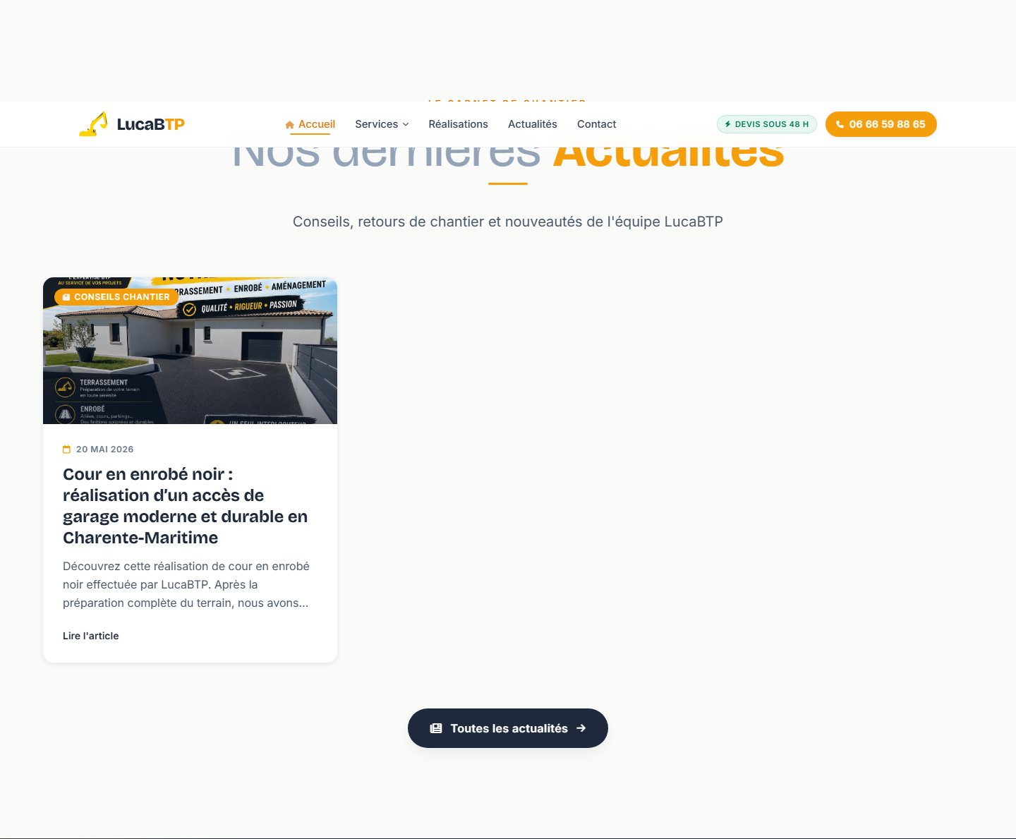 Carnet de chantier — articles conseils publiés en autonomie depuis le back-office