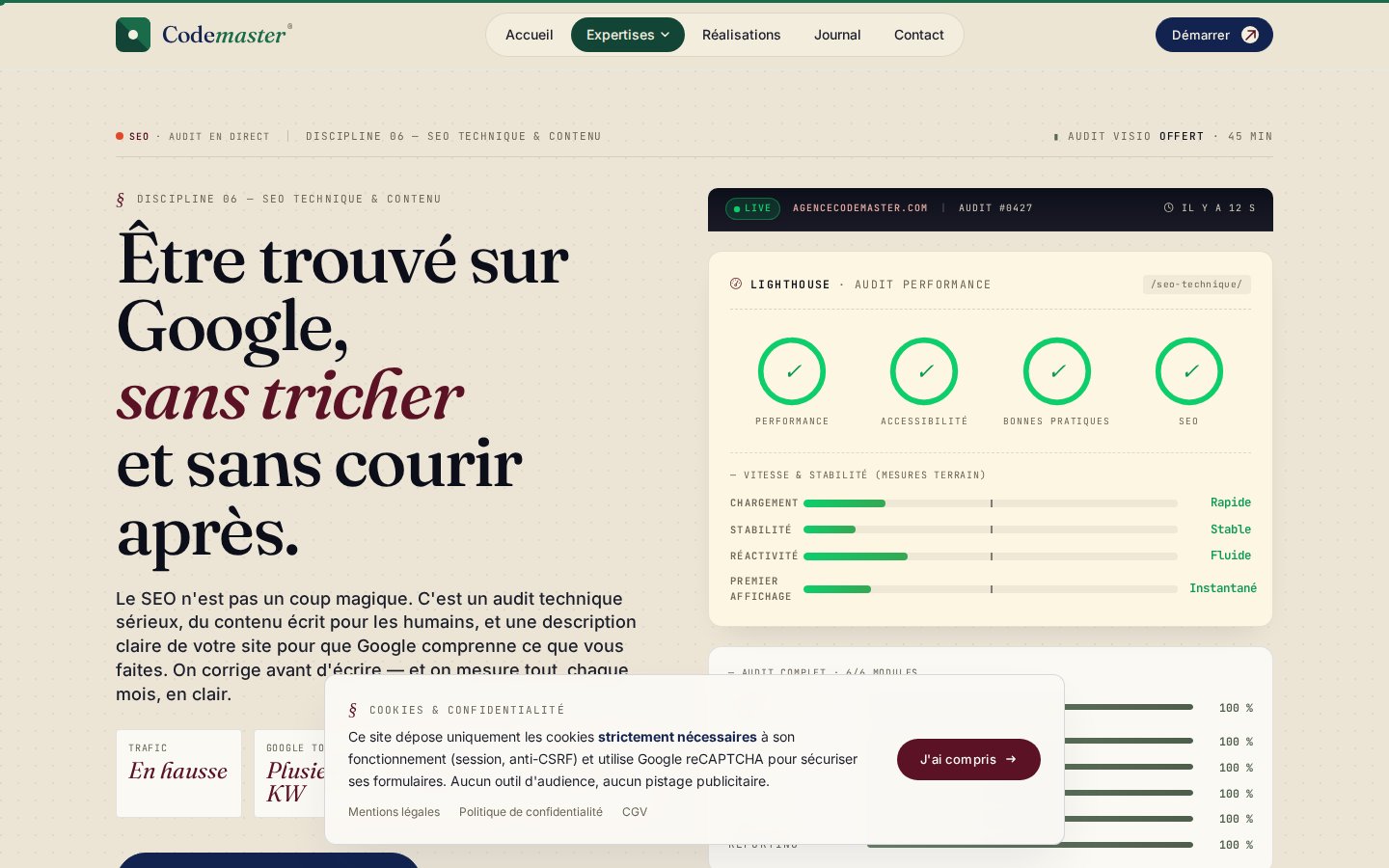 Page SEO technique — schema.org, sitemap dynamique, IndexNow, score Sondo 98/100