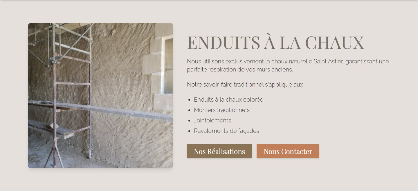Service enduits à la chaux — chaux naturelle Saint Astier, enduits colorés et jointoiements